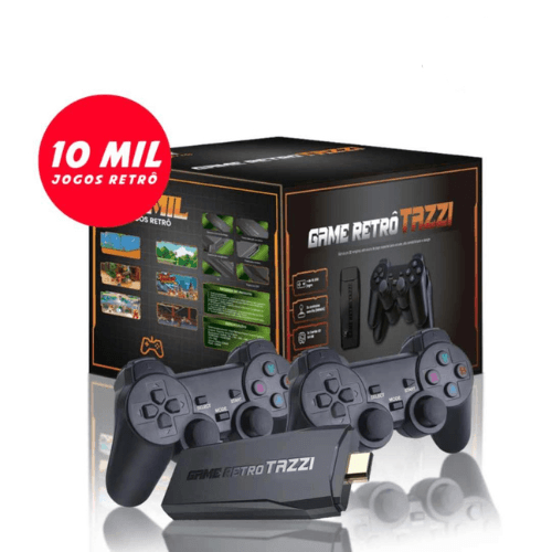 (PROMOÇÃO RELÂMPAGO [ÚLTIMO DIA] 70% OFF) - Vídeo Game Pen Retrô Tazzi ORIGINAL 10.000 Jogos 4K + 2 Controles de Brinde - BrasilShopping